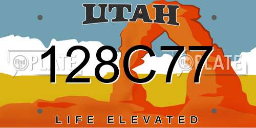 128C77 Utah License Plate