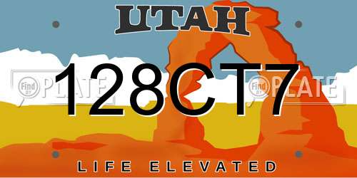 128CT7 Utah License Plate