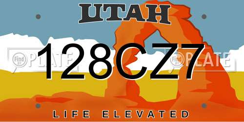 128CZ7 Utah License Plate