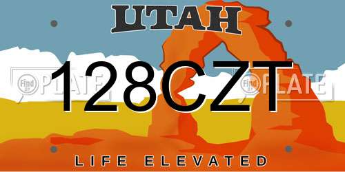 128CZT Utah License Plate