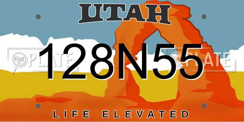 128N55 Utah License Plate
