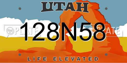 128N58 Utah License Plate