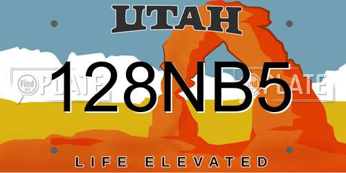128NB5 Utah License Plate