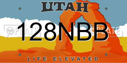 128NBB Utah License Plate