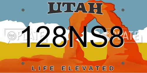128NS8 Utah License Plate