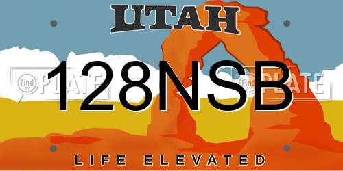 128NSB Utah License Plate