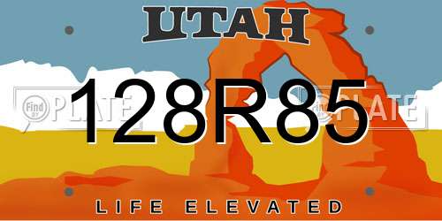 128R85 Utah License Plate
