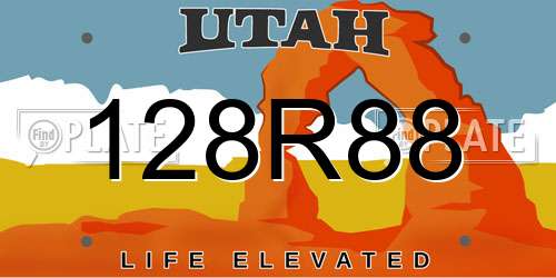 128R88 Utah License Plate