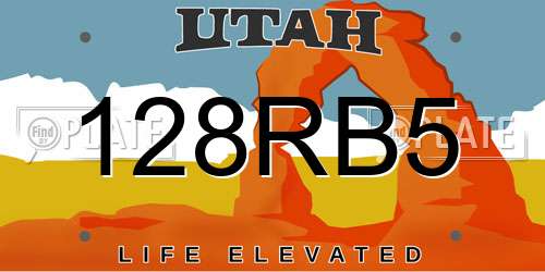 128RB5 Utah License Plate
