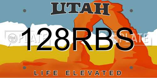 128RBS Utah License Plate