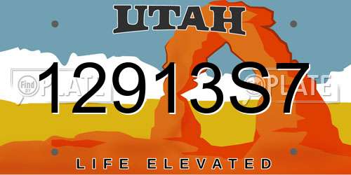 12913S7 Utah License Plate