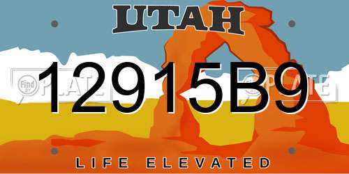 12915B9 Utah License Plate