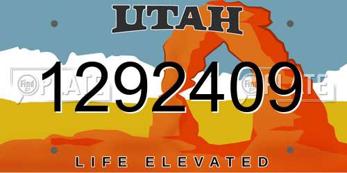 1292409 Utah License Plate