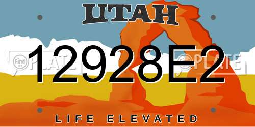12928E2 Utah License Plate