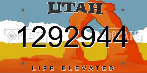 1292944 Utah License Plate