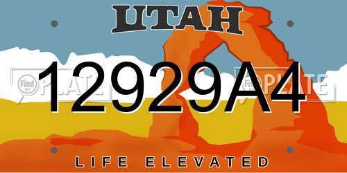 12929A4 Utah License Plate