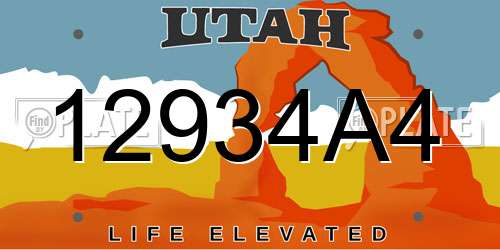 12934A4 Utah License Plate