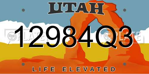 12984Q3 Utah License Plate