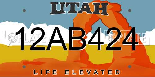 12AB424 Utah License Plate