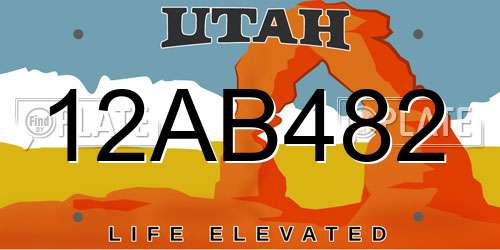 12AB482 Utah License Plate
