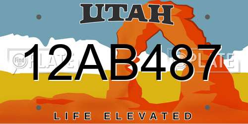 12AB487 Utah License Plate