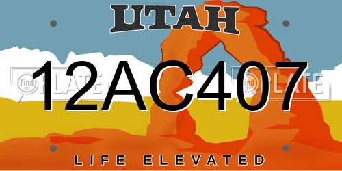 12AC407 Utah License Plate