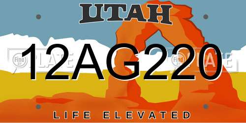 12AG220 Utah License Plate