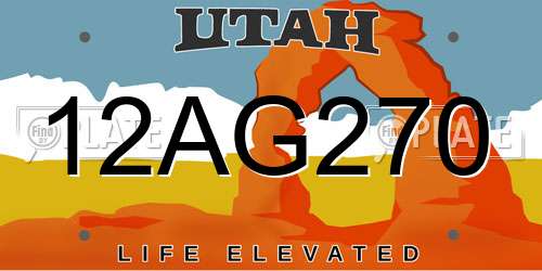 12AG270 Utah License Plate