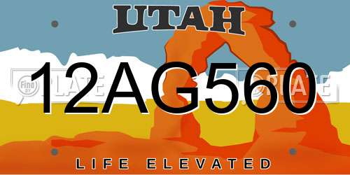 12AG560 Utah License Plate