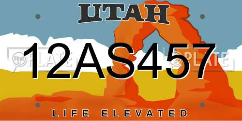 12AS457 Utah License Plate