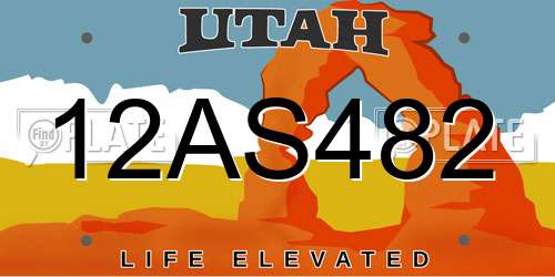12AS482 Utah License Plate
