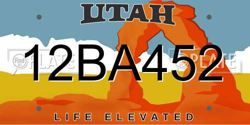 12BA452 Utah License Plate