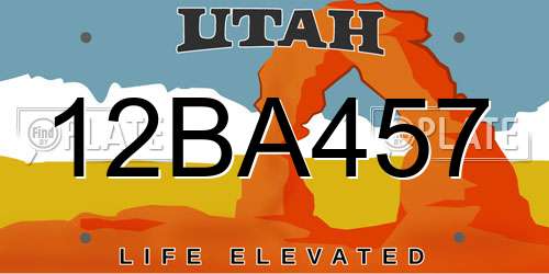 12BA457 Utah License Plate