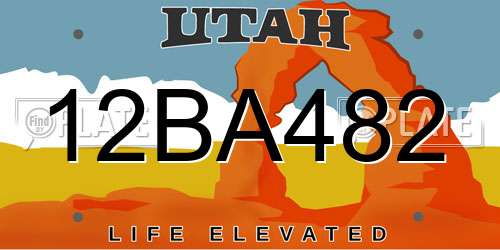 12BA482 Utah License Plate