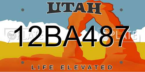 12BA487 Utah License Plate