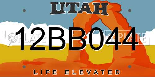 12BB044 Utah License Plate