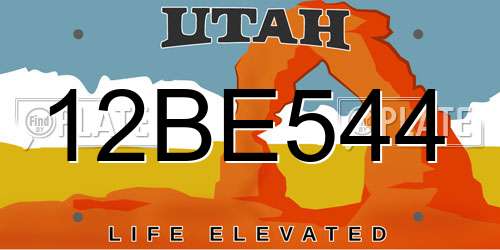 12BE544 Utah License Plate