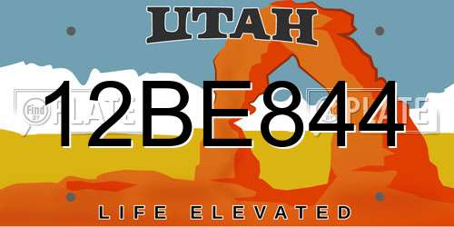 12BE844 Utah License Plate