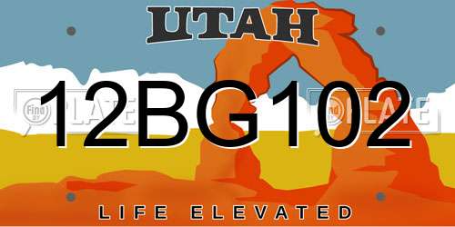 12BG102 Utah License Plate