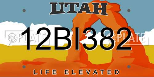12BI382 Utah License Plate