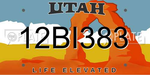 12BI383 Utah License Plate