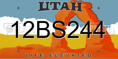 12BS244 Utah License Plate