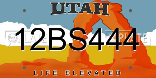 12BS444 Utah License Plate