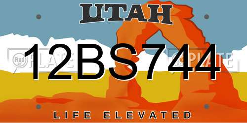 12BS744 Utah License Plate
