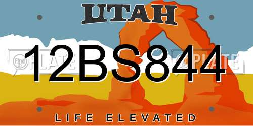 12BS844 Utah License Plate