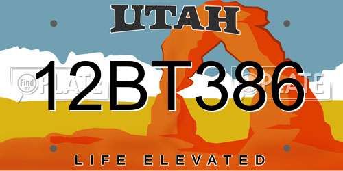 12BT386 Utah License Plate