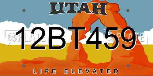 12BT459 Utah License Plate
