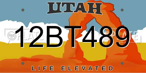 12BT489 Utah License Plate