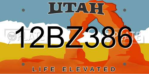 12BZ386 Utah License Plate