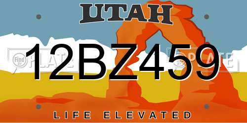 12BZ459 Utah License Plate